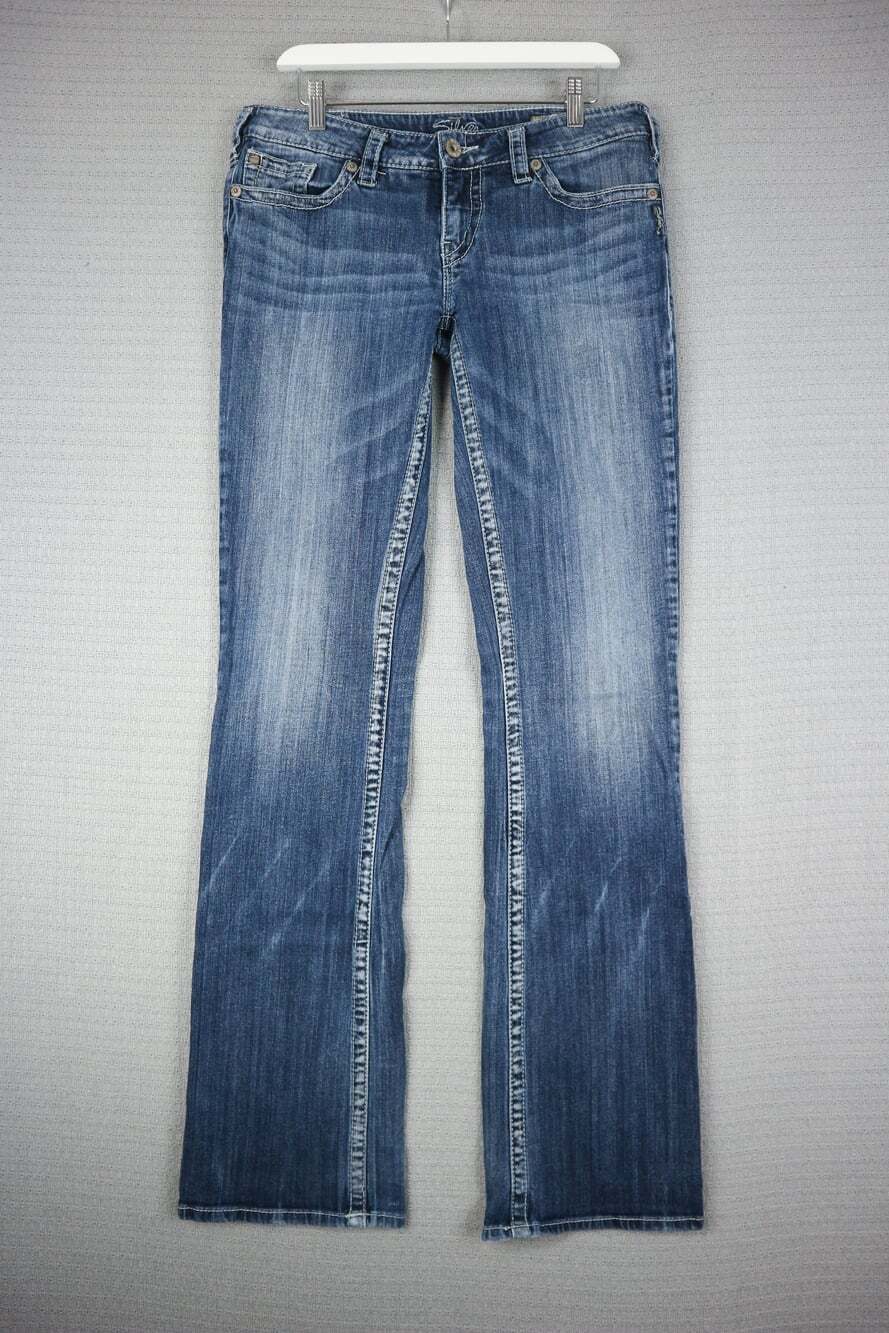 Silver Jeans Co. Bootcut Denim Jeans Medium Wash Contrast Stitching Aiko 32x37